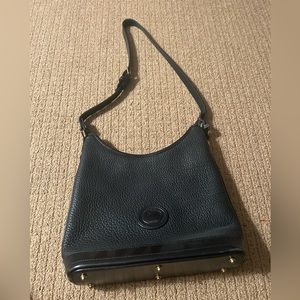 Vintage Dooney & Bourke Pebbled Black Leather Hobo Shoulder Bag